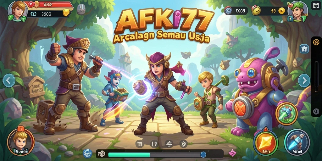 Screenshot utama AFK77 menampilkan aksi gameplay Arcade yang seru.