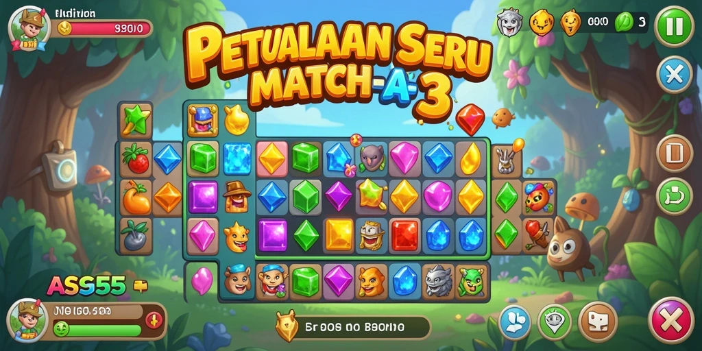 Tampilan seru gameplay ASG55 saat mencocokkan permata.