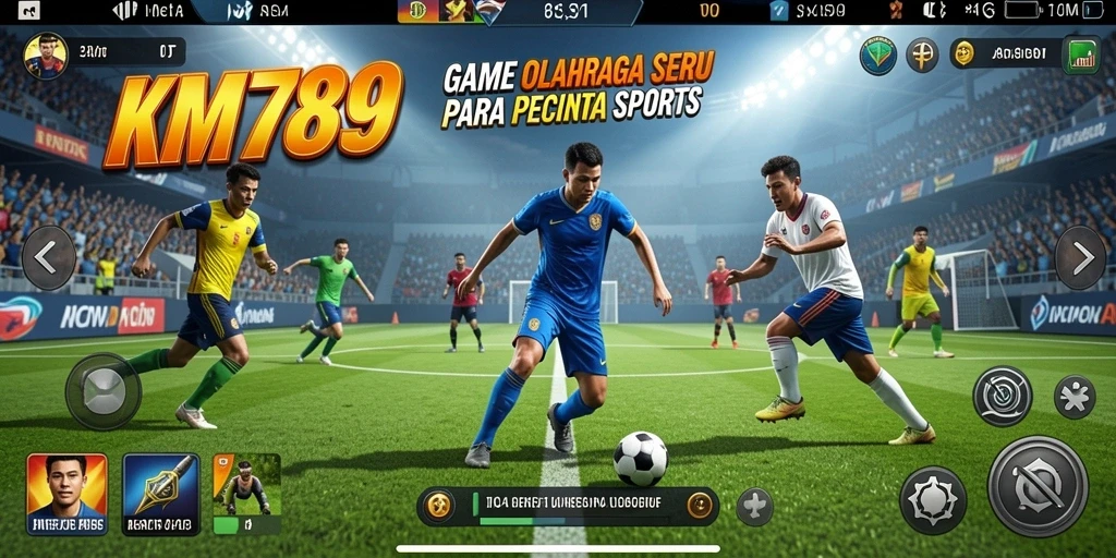 Screenshot menunjukkan intensitas pertandingan di KM789 dengan grafis yang mengesankan.