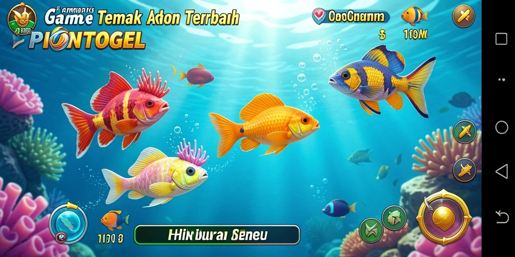 Screenshot gameplay PIONTOGEL menampilkan aksi menembak ikan yang seru.