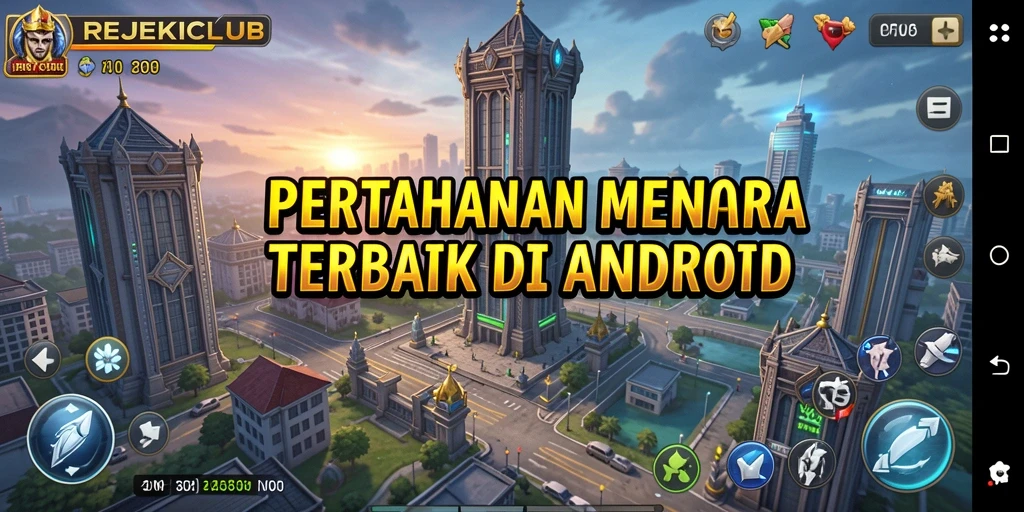 Tampilan menara dan musuh dalam gameplay Tower Defense yang mendebarkan.