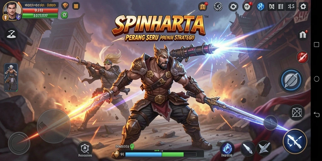 Tampilan gameplay SPINHARTA yang mengagumkan.